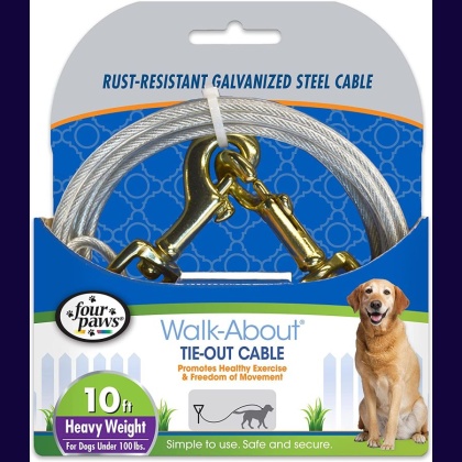 Four Paws Dog Tie Out Cable - Heavy Weight - Black