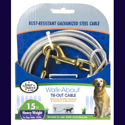 Four Paws Dog Tie Out Cable - Heavy Weight - Black