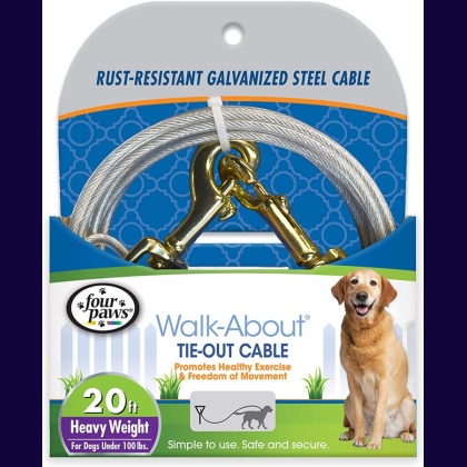 Four Paws Dog Tie Out Cable - Heavy Weight - Black