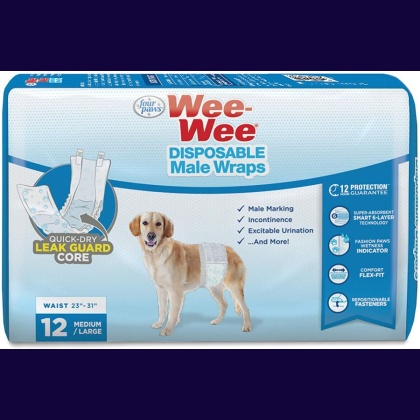 Four Paws Wee Wee Disposable Male Dog Wraps