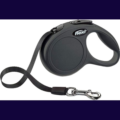 Flexi New Classic Retractable Tape Leash - Black