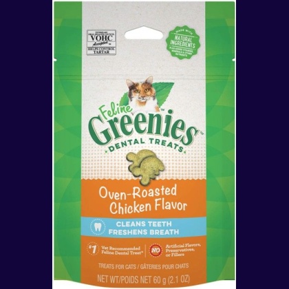 Greenies Feline Natural Dental Treats Oven Roasted Chicken Flavor