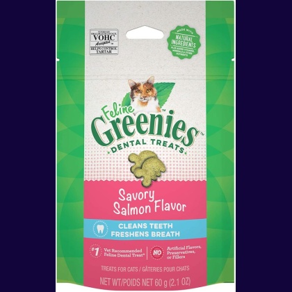 Greenies Feline Natural Dental Treats Tempting Salmon Flavor