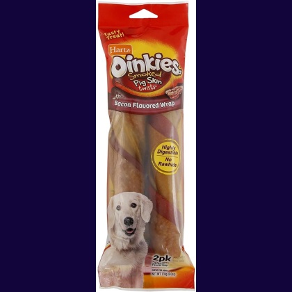 Hartz Oinkies Pig Skin Twists with Bacon Flavored Wrap