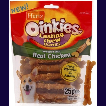 Hartz Oinkies Long Lasting Chew Bones Wrapped With Real Chicken