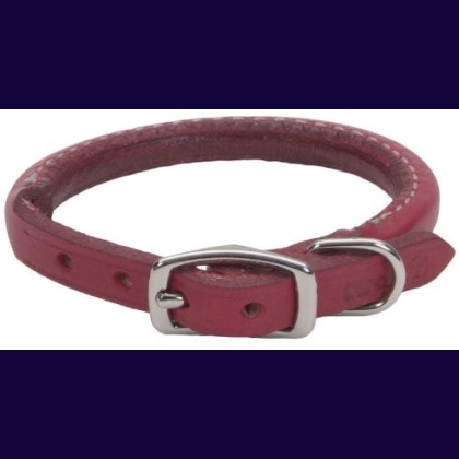 Circle T Oak Tanned Leather Round Dog Collar - Red