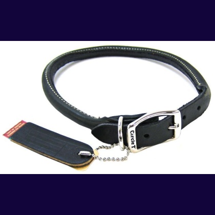 Circle T Pet Leather Round Collar - Black