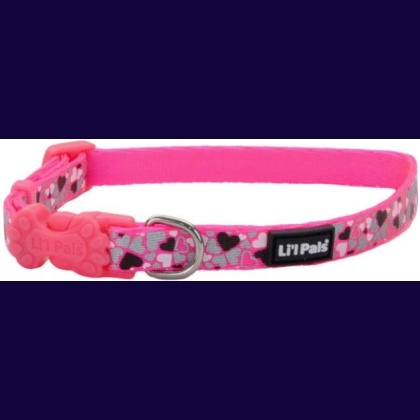 Li\'L Pals Reflective Collar - Pink with Hearts