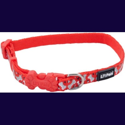 Li\'L Pals Reflective Collar - Red with Bones