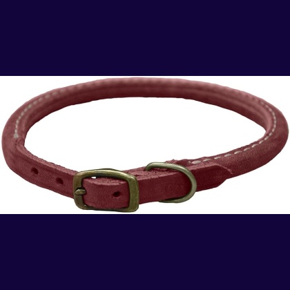 Circle T Rustic Leather Dog Collar Brick Red