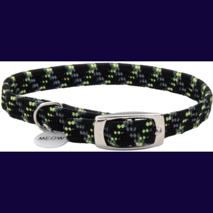 Coastal Pet Elastacat Reflective Safety Collar with Charm Black/Green