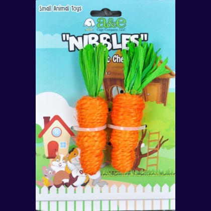 AE Cage Company Nibbles Carrot Loofah Chew Toys with Jute