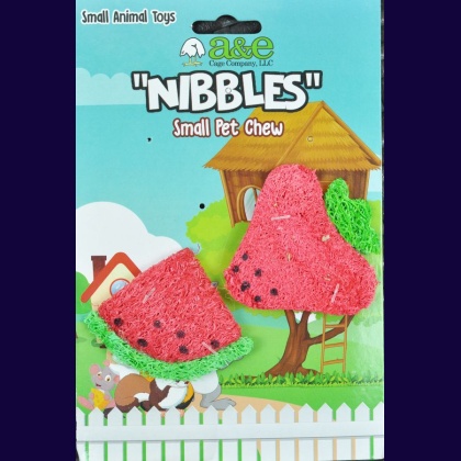 AE Cage Company Nibbles Strawberry and Watermelon Loofah Chew Toys