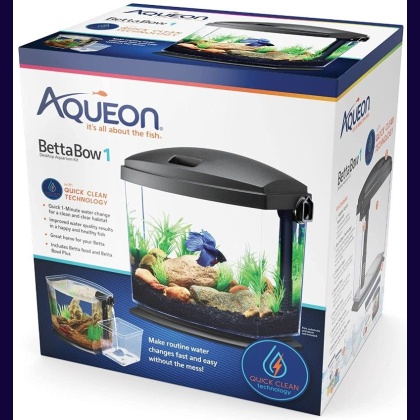 Aqueon BettaBow 1 with Quick Clean Technology Aquarum Kit Black