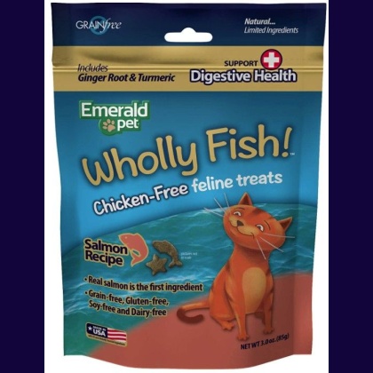 Emerald Pet Wholly Fish! Digestive Health Cat Treats Salmon Recipe