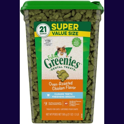 Greenies Feline Natural Dental Treats Oven Roasted Chicken Flavor