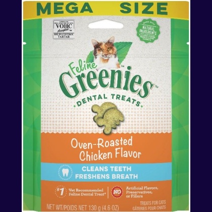 Greenies Feline Natural Dental Treats Oven Roasted Chicken Flavor