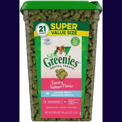 Greenies Feline Natural Dental Treats Tempting Salmon Flavor