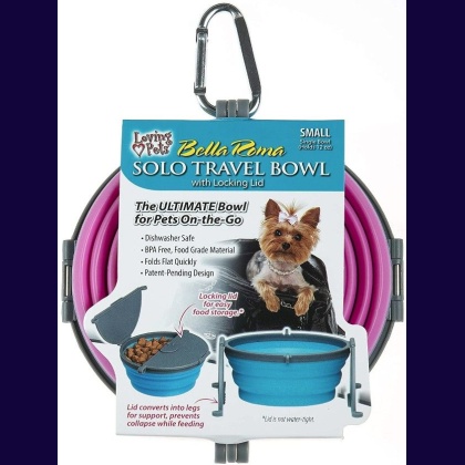 Loving Pets Bella Roma Pink Travel Bowl