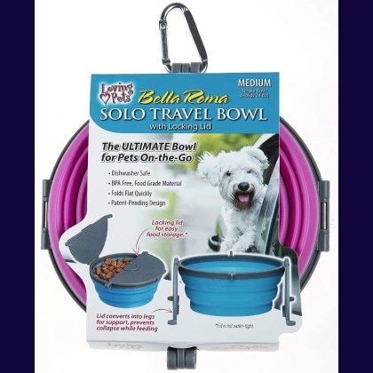 Loving Pets Bella Roma Pink Travel Bowl