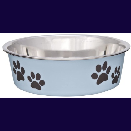 Loving Pets Stainless Steel & Light Blue Dish with Rubber Base