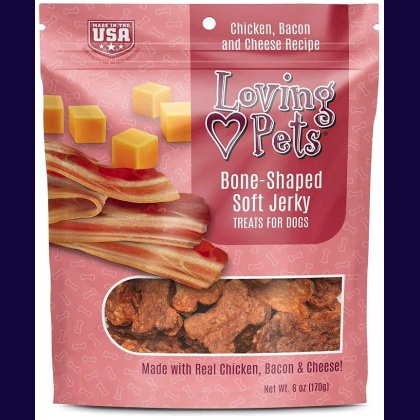 Loving Pets Bone-Shaped Soft Jerky Treats Bacon