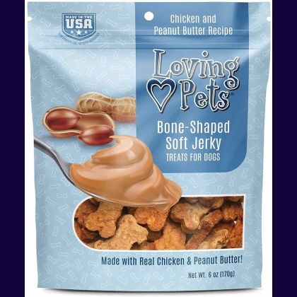 Loving Pets Bone-Shaped Soft Jerky Treats Peanut Butter