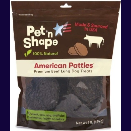 Pet 'n Shape Natural American Patties Beef Lung Dog Treats