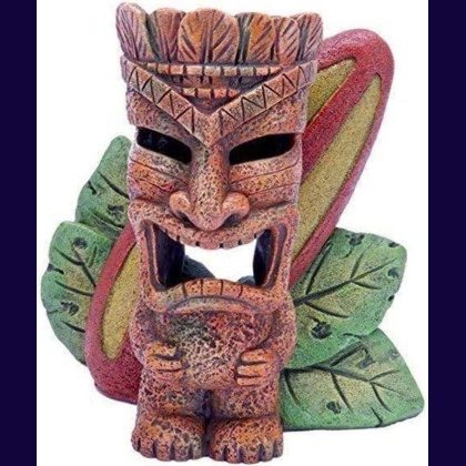 Penn Plax Tiki with Surfboard Aquarium Ornament