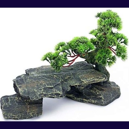 Penn Plax Bonsai Tree on Rocks Aquarium Ornament