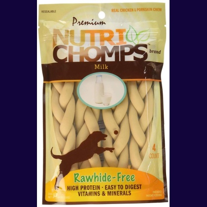 Premium Nutri Chomps Milk Flavor Braid Dog Chews - Small