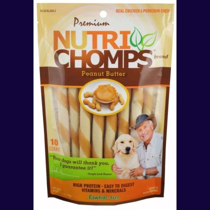 Nutri Chomps Mini Twist Dog Treat Peanut Butter Flavor