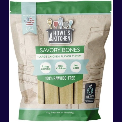 Howls Kitchen Savory Bones Chicken Flavored Chews Large