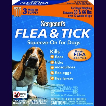 Sergeants Flea and Tick Squeeze-On Dog 33-66lb