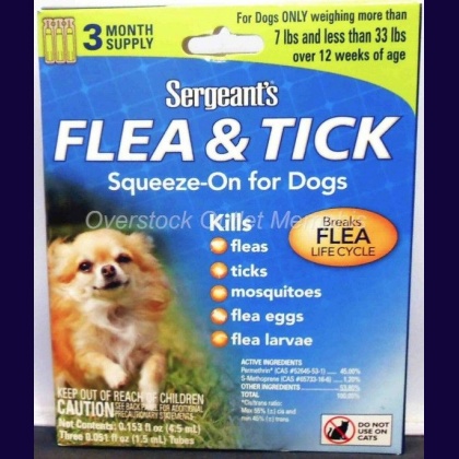 Sergeants Flea and Tick Squeeze-On Dog 33lb and Under