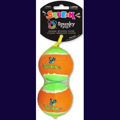 Spunky Pup Squeak Tennis Balls Dog Toy