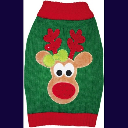 Fashion Pet Green Reindeer Dog Sweater