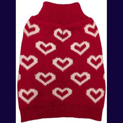 Fashion Pet All Over Hearts Dog Sweater Red