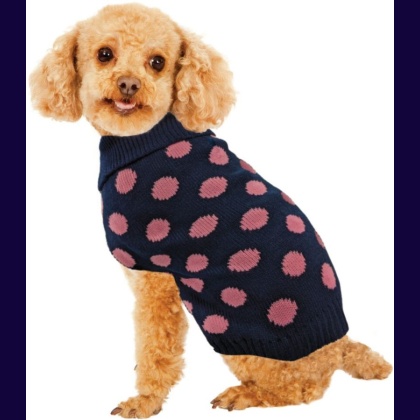 Fashion Pet Contrast Dot Dog Sweater Pink