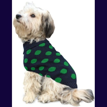 Fashion Pet Contrast Dot Dog Sweater Green