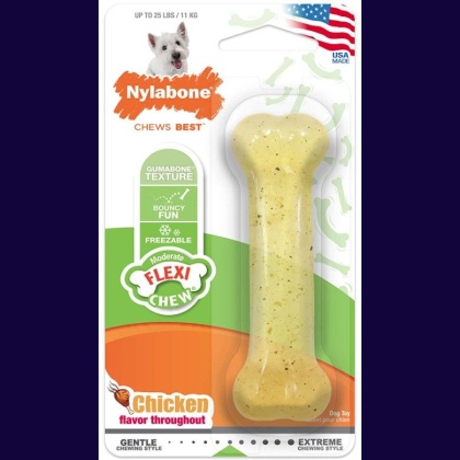 Nylabone Flexi Chew Dog Bone - Chicken Flavor