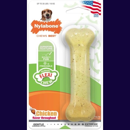 Nylabone Flexi Chew Dog Bone - Chicken Flavor