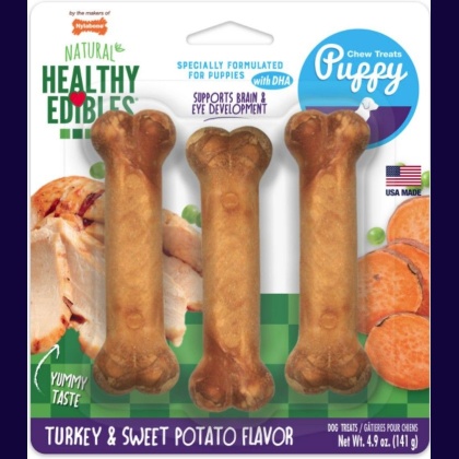 Nylabone Healthy Edibles DHA Puppy Chews - Turkey & Sweet Potato