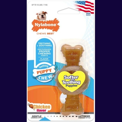 Nylabone Puppy Chew Textured Ring & Bone - Chicken Flavor