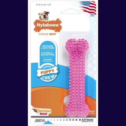 Nylabone Puppy Chew Dental Bone Chew Toy - Pink