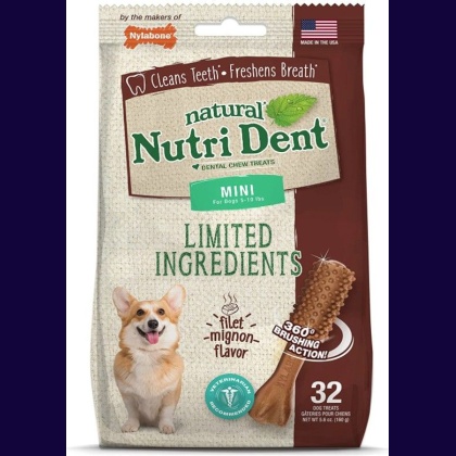 Nylabone Natural Nutri Dent Filet Mignon Dental Chews - Limited Ingredients