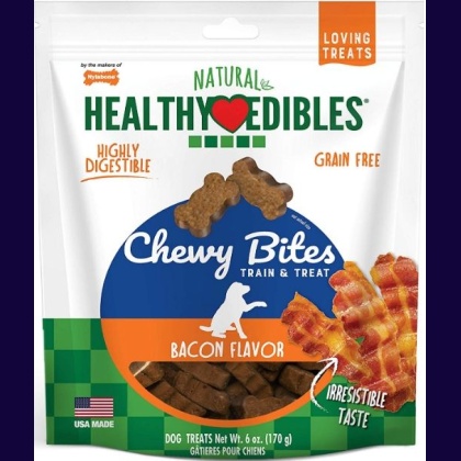 Nylabone Natural Healthy Edibles Bacon Chewy Bites Dog Treats