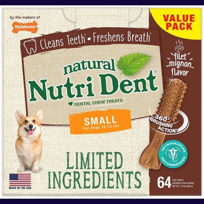 Nylabone Natural Nutri Dent Filet Mignon Dental Chews - Limited Ingredients