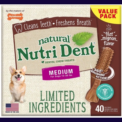 Nylabone Natural Nutri Dent Filet Mignon Dental Chews - Limited Ingredients