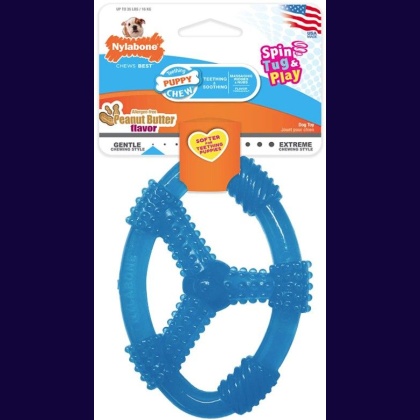 Nylabone Puppy Chew Ring Peanut Butter Toy - Wolf